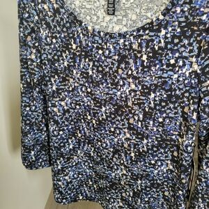 Nwt JONES NEW YORK Blue Patterned Scoop Neck Women's Top